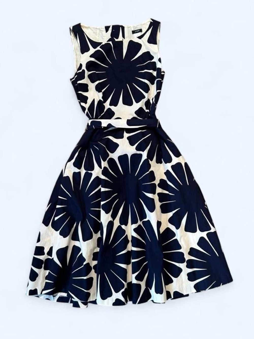 J. Crew Navy and White Floral Midi Dress